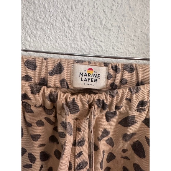 Marine Layer Allison Pants Leopard Print Tan Charcoal Drawstring XS - Picture 4 of 10